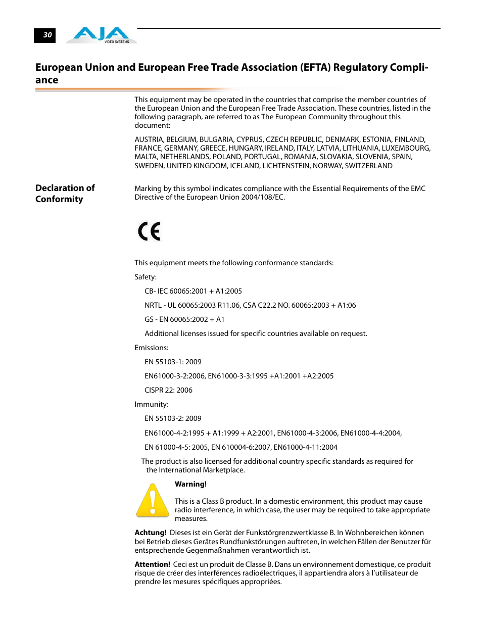 Declaration of conformity | AJA T-TAP User Manual | Page 36 / 43