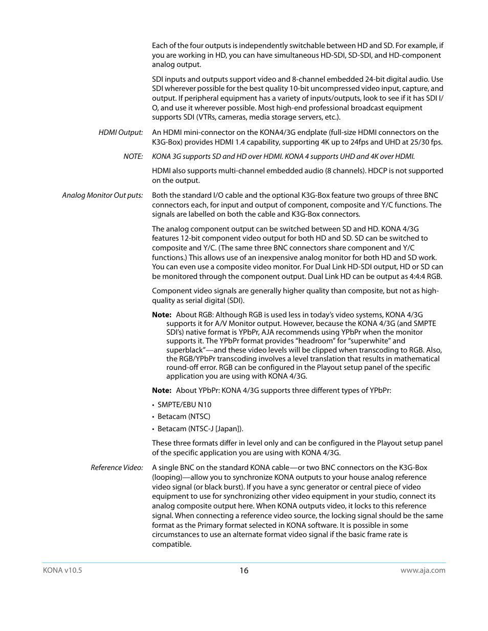AJA KONA LHi User Manual | Page 16 / 97