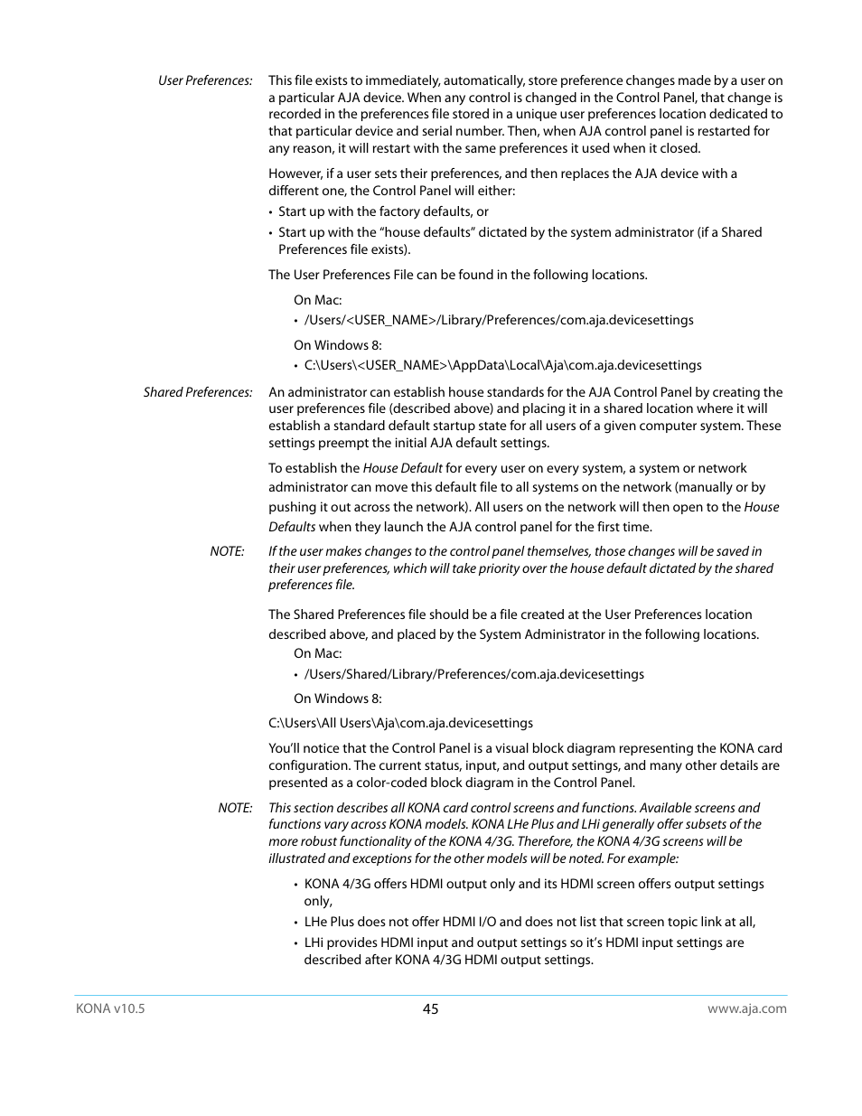 AJA KONA LHi User Manual | Page 45 / 97