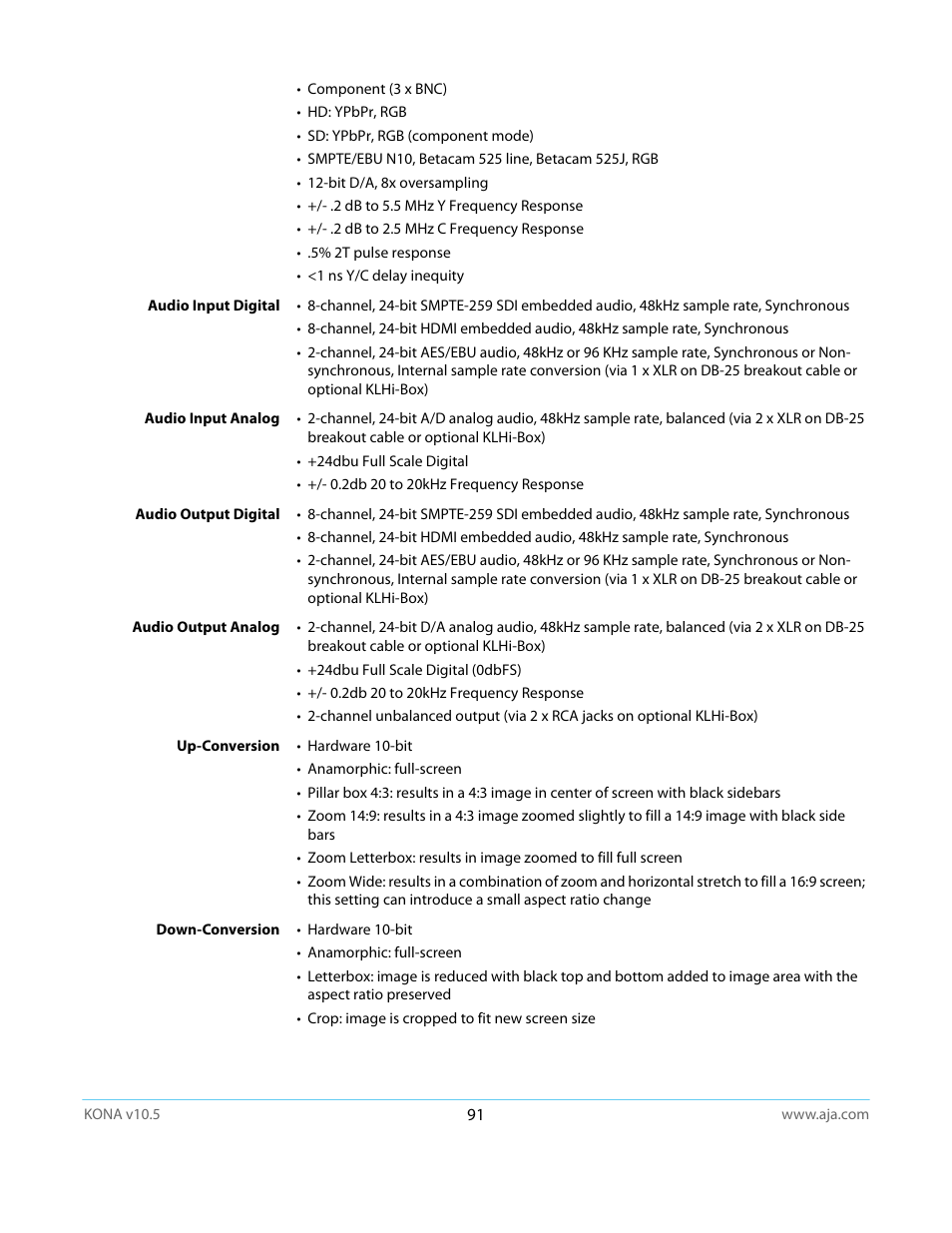 AJA KONA LHi User Manual | Page 91 / 97