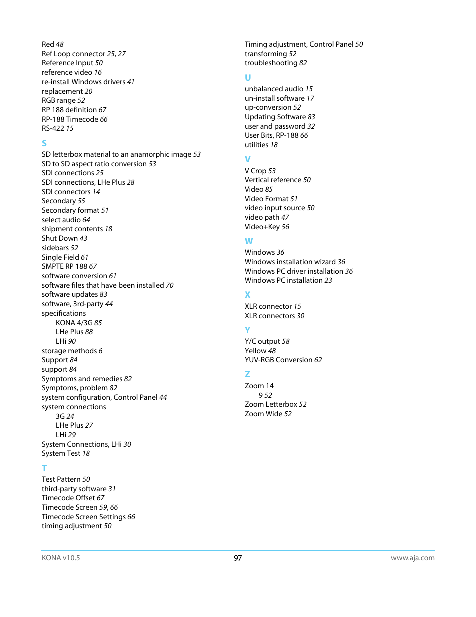 AJA KONA LHi User Manual | Page 97 / 97