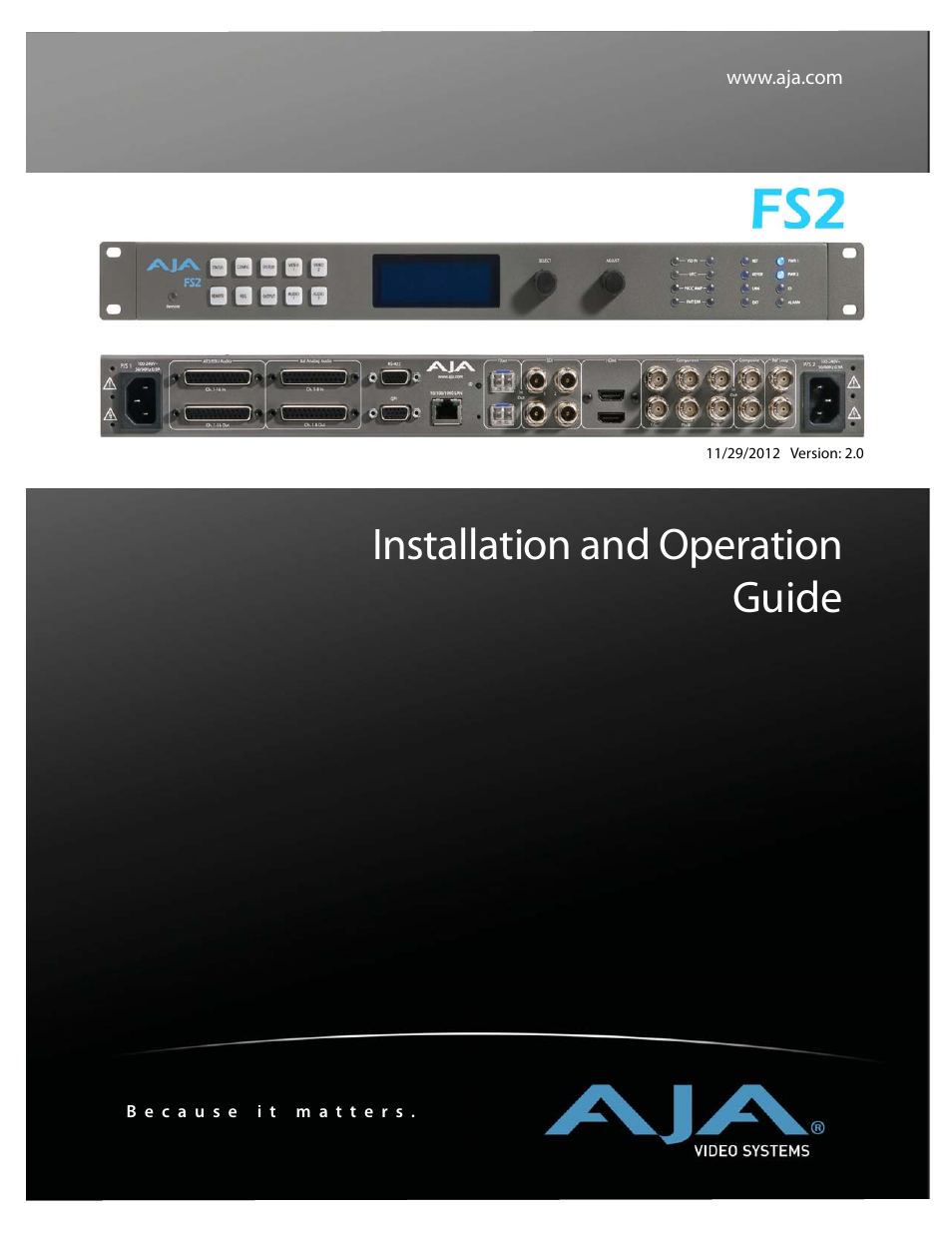 AJA FS2 User Manual | 230 pages