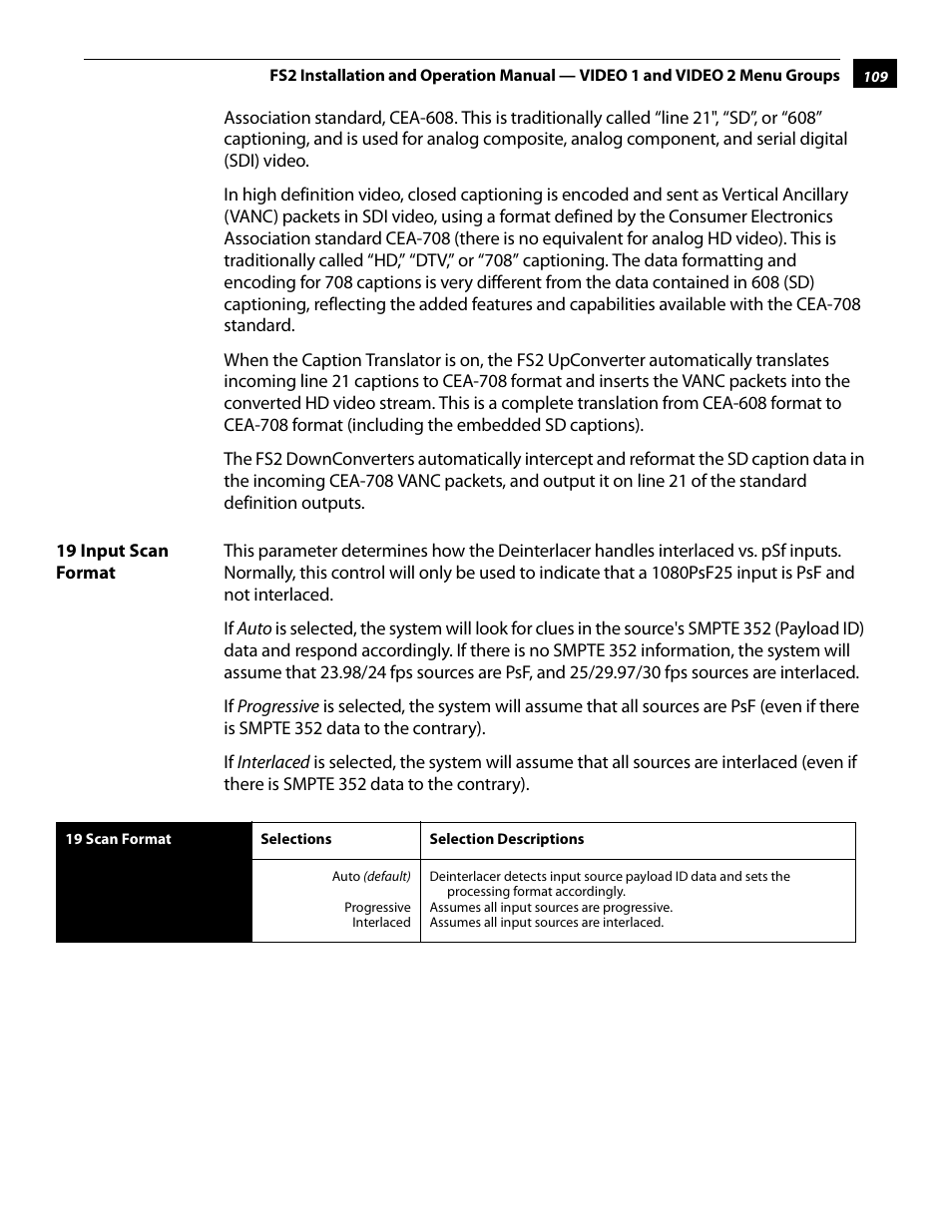 19 input scan format | AJA FS2 User Manual | Page 109 / 230