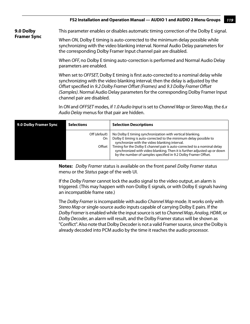 0 dolby framer sync | AJA FS2 User Manual | Page 119 / 230