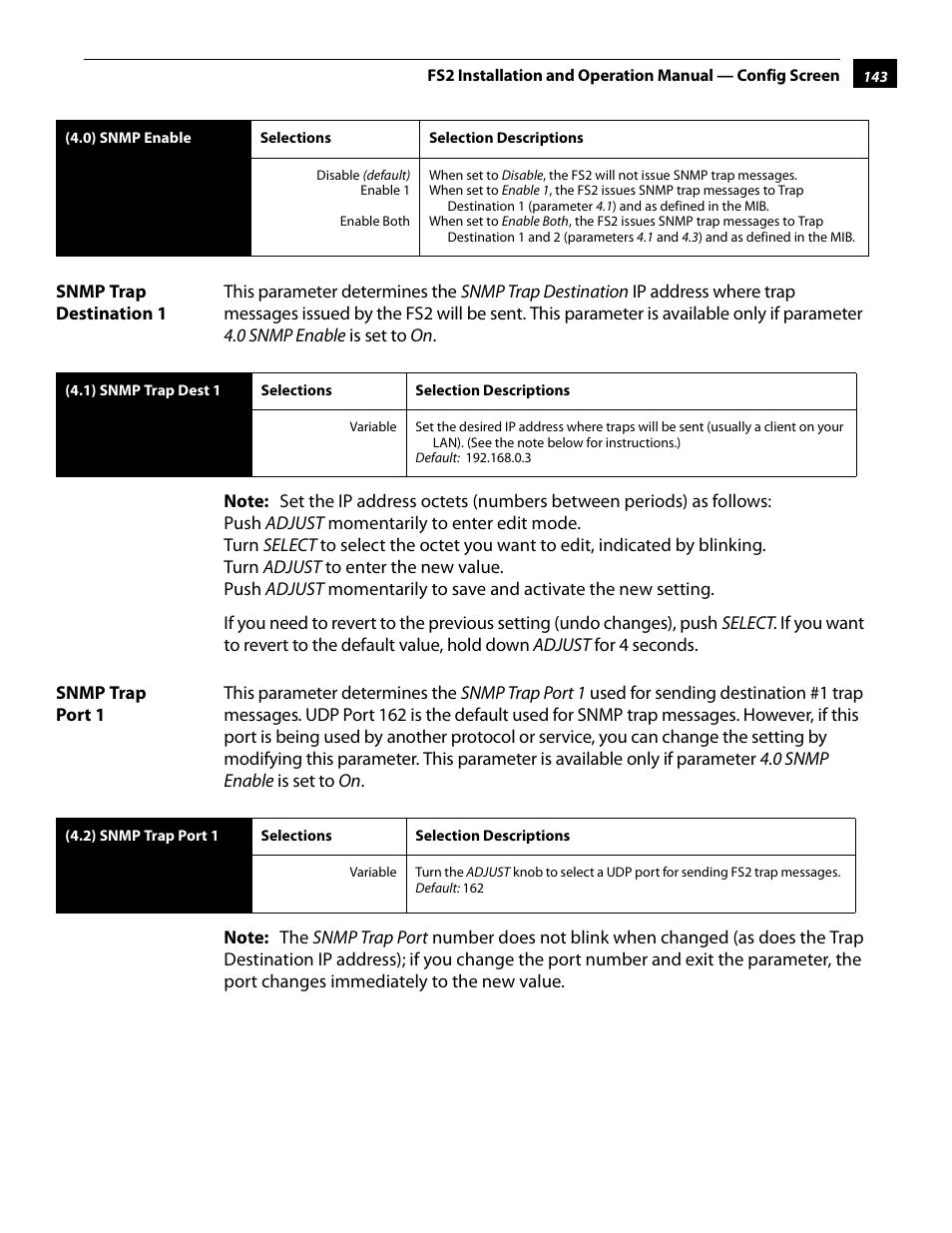 Snmp trap destination 1, Snmp trap port 1, Snmp trap destination 1 snmp trap port 1 | AJA FS2 User Manual | Page 141 / 230