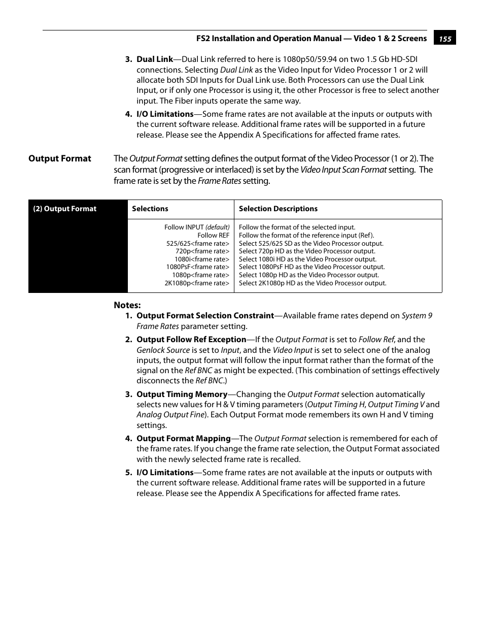 Output format | AJA FS2 User Manual | Page 153 / 230