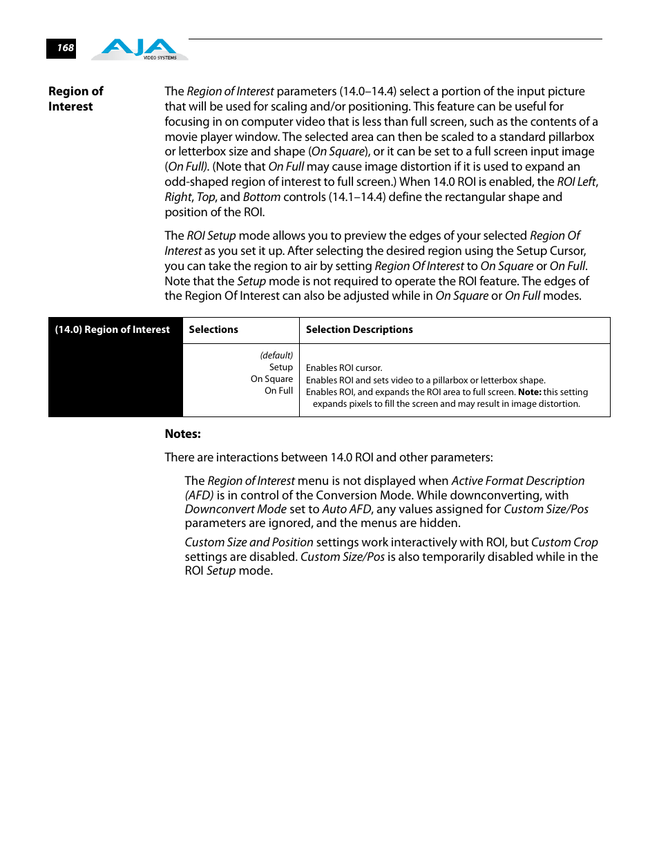 Region of interest | AJA FS2 User Manual | Page 166 / 230