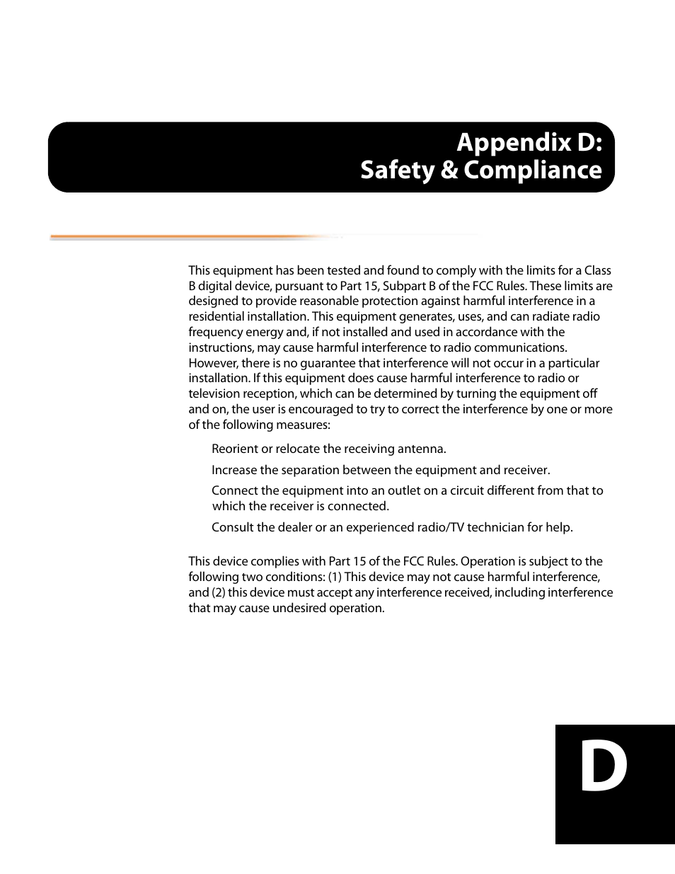 Class b interference statement, Fcc caution, Appendix d: safety & compliance | Appendix d, Safety & compliance, Class b interference statement fcc caution | AJA FS2 User Manual | Page 203 / 230
