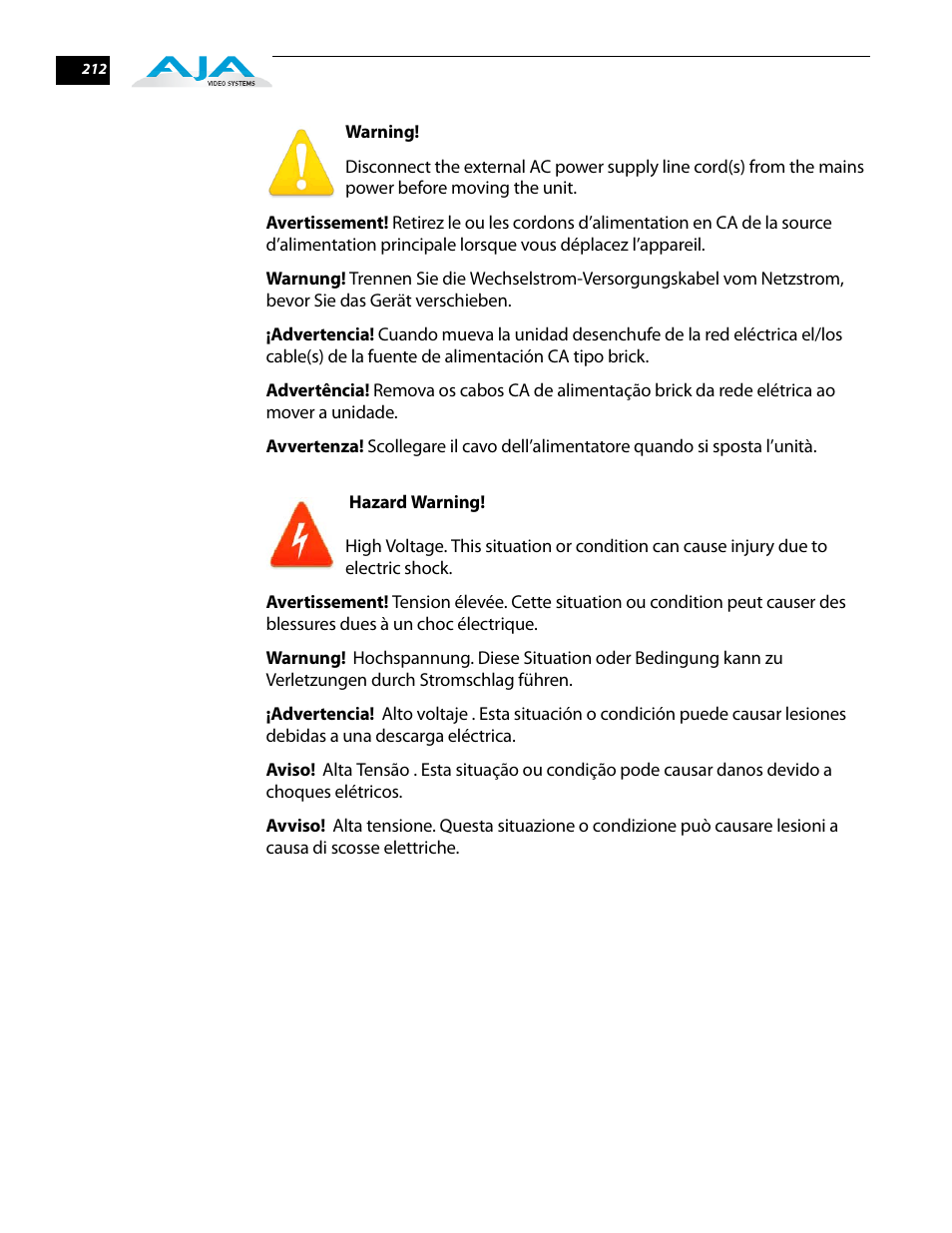 AJA FS2 User Manual | Page 210 / 230