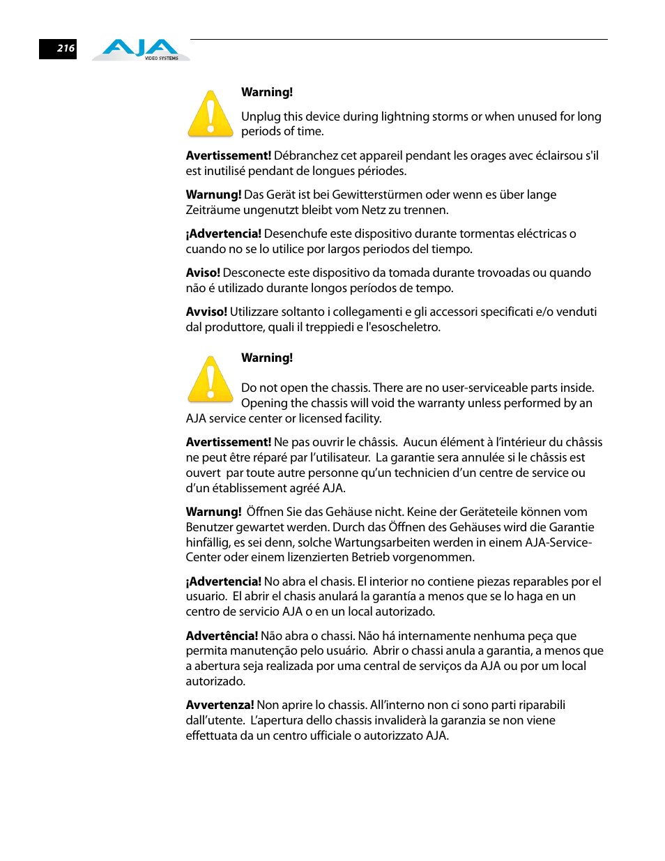 AJA FS2 User Manual | Page 214 / 230