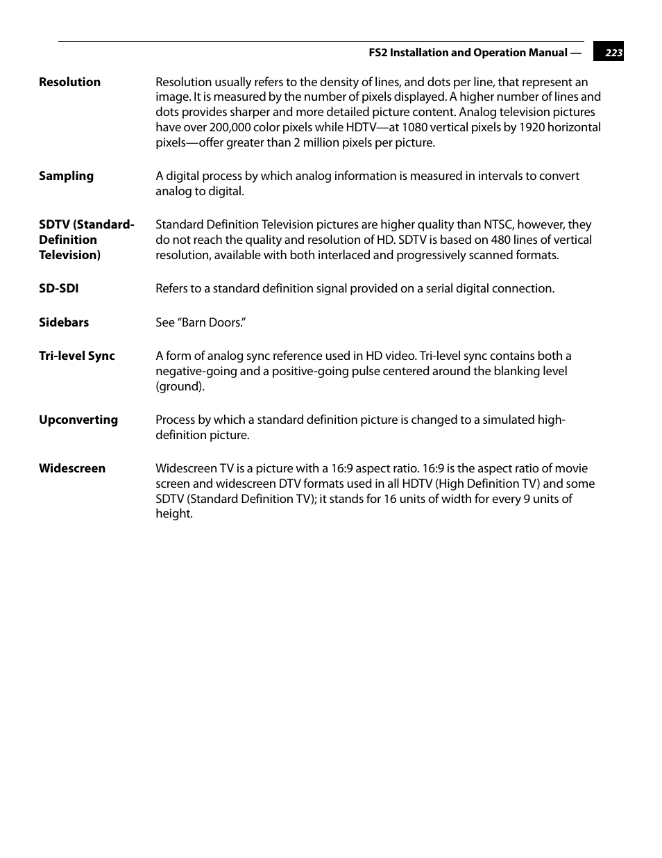 AJA FS2 User Manual | Page 220 / 230