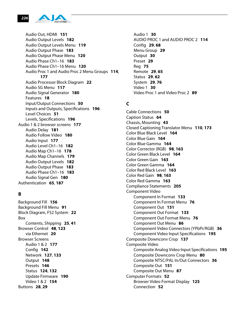 AJA FS2 User Manual | Page 223 / 230