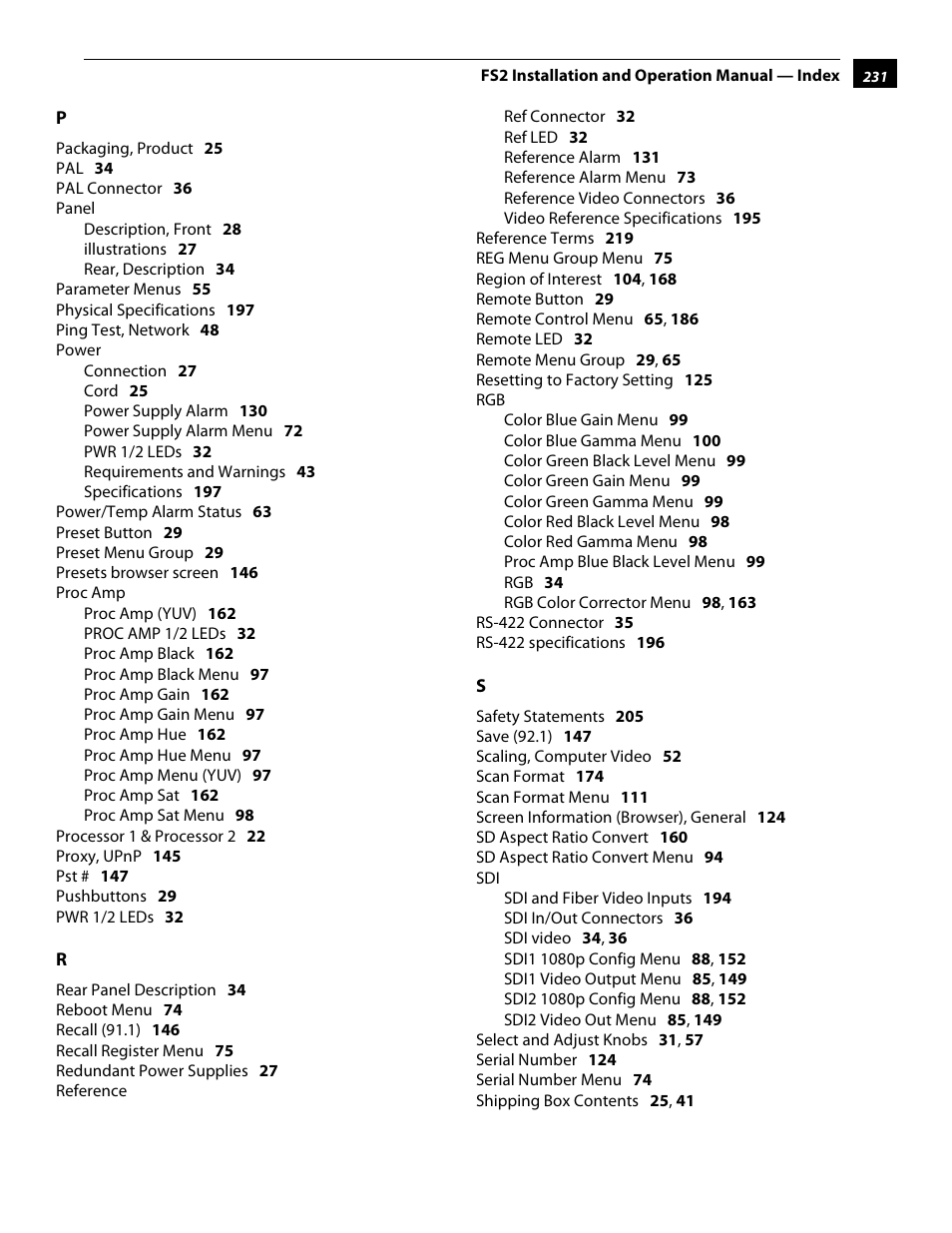 AJA FS2 User Manual | Page 228 / 230