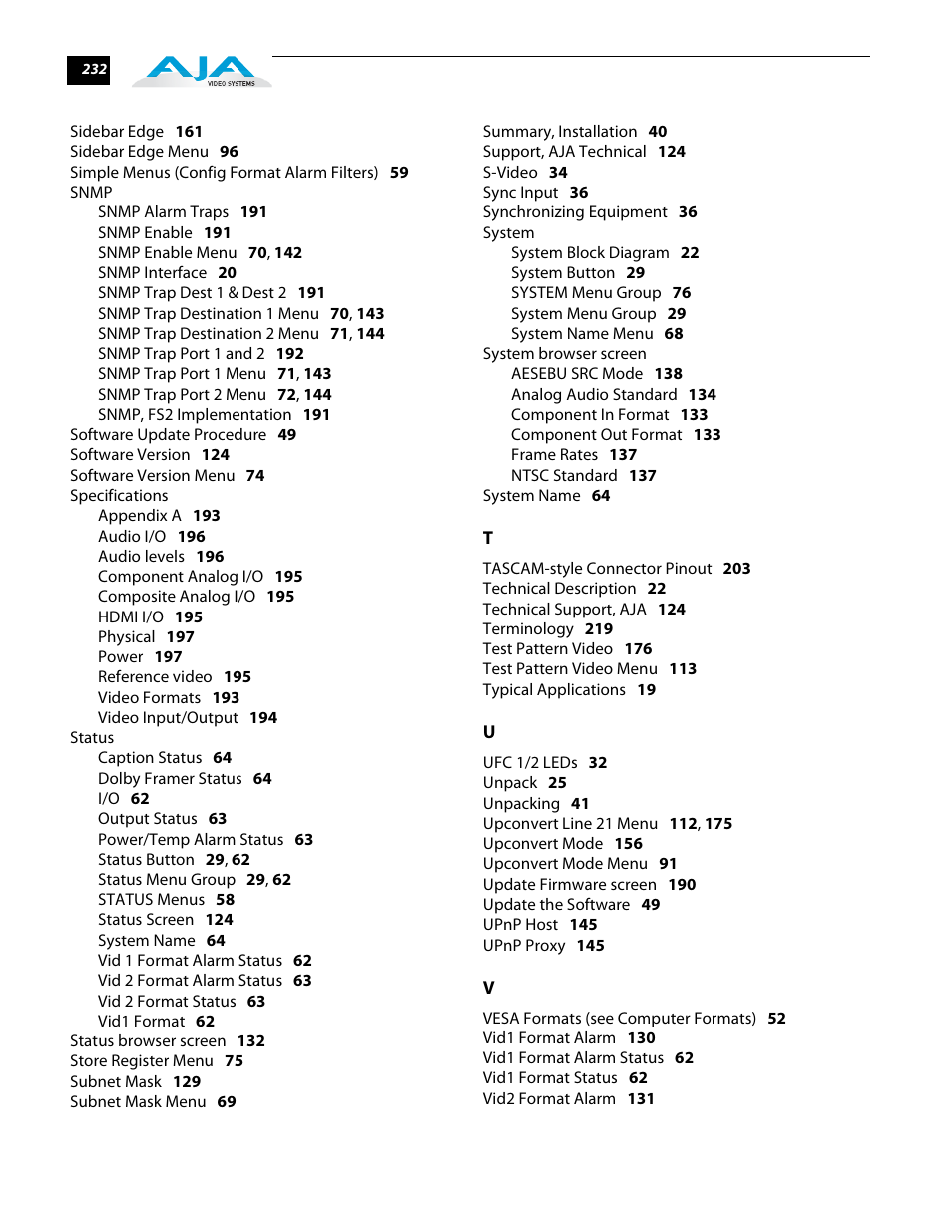 AJA FS2 User Manual | Page 229 / 230