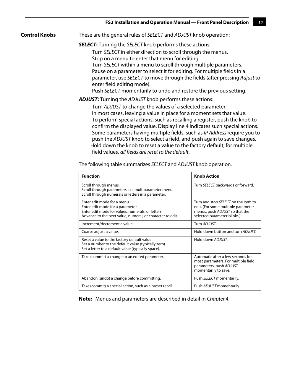 Control knobs | AJA FS2 User Manual | Page 31 / 230