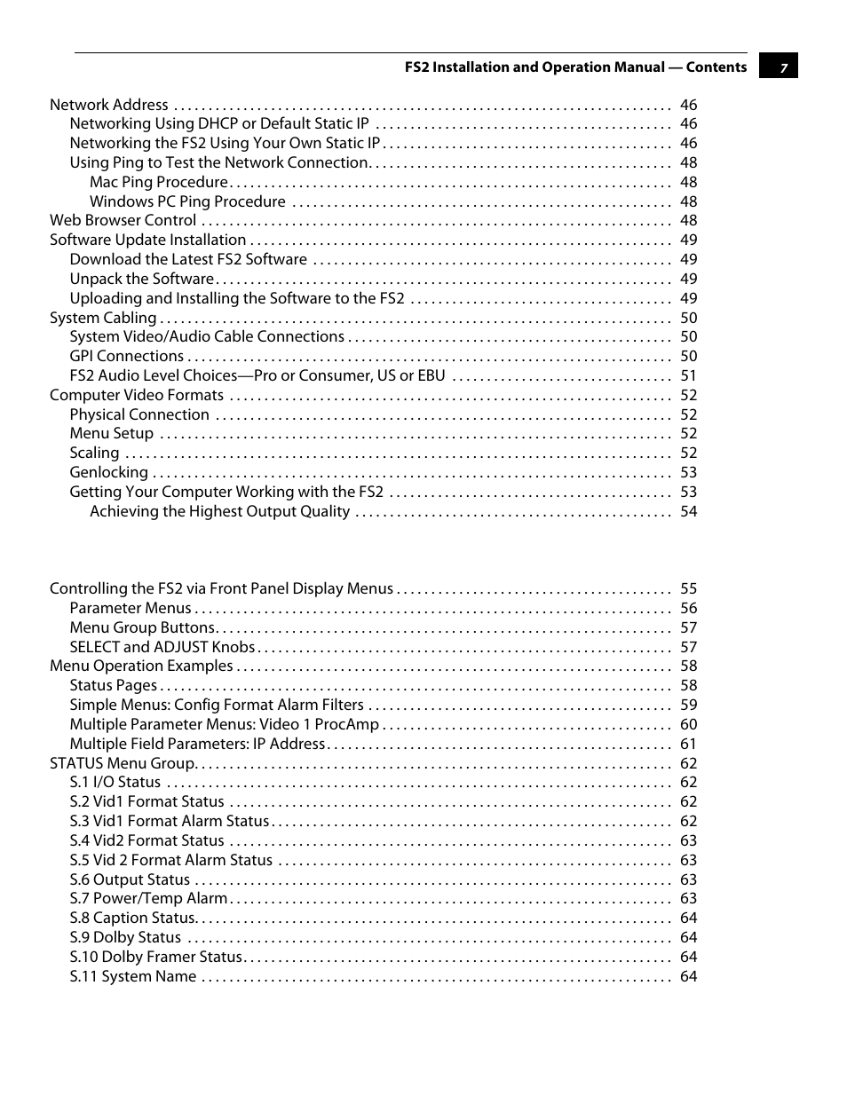 AJA FS2 User Manual | Page 7 / 230