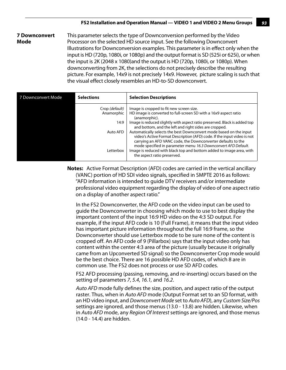 7 downconvert mode | AJA FS2 User Manual | Page 93 / 230