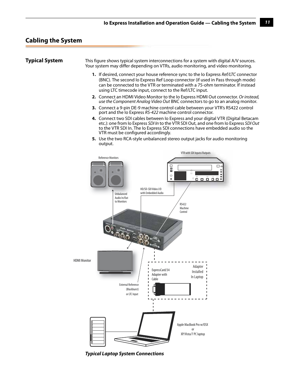 Cabling the system, Typical system | AJA IoExpress User Manual | Page 17 / 68