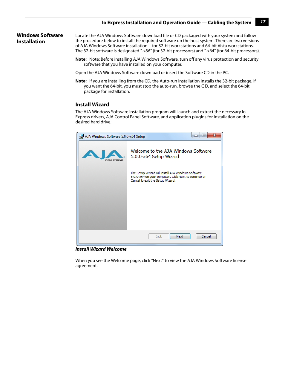 Windows software installation | AJA IoExpress User Manual | Page 23 / 68