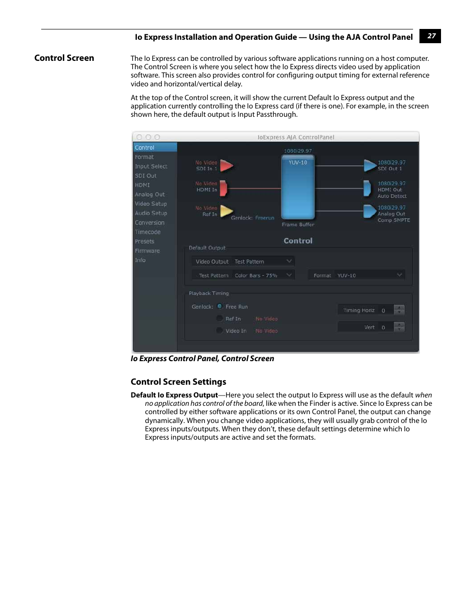 Control screen | AJA IoExpress User Manual | Page 33 / 68