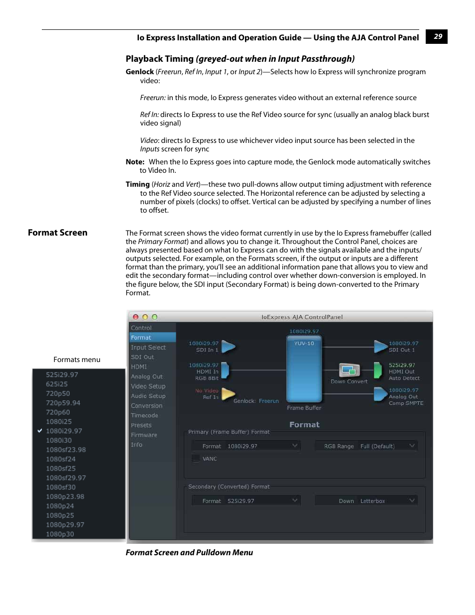 Format screen | AJA IoExpress User Manual | Page 35 / 68