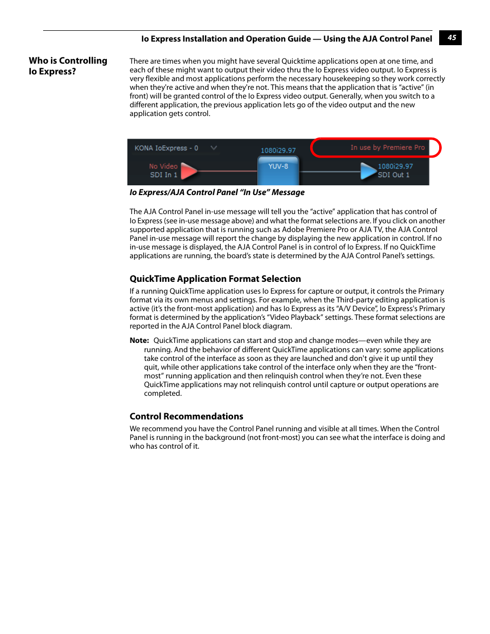 Who is controlling io express | AJA IoExpress User Manual | Page 51 / 68