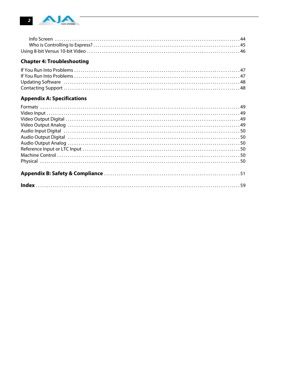 AJA IoExpress User Manual | Page 6 / 68