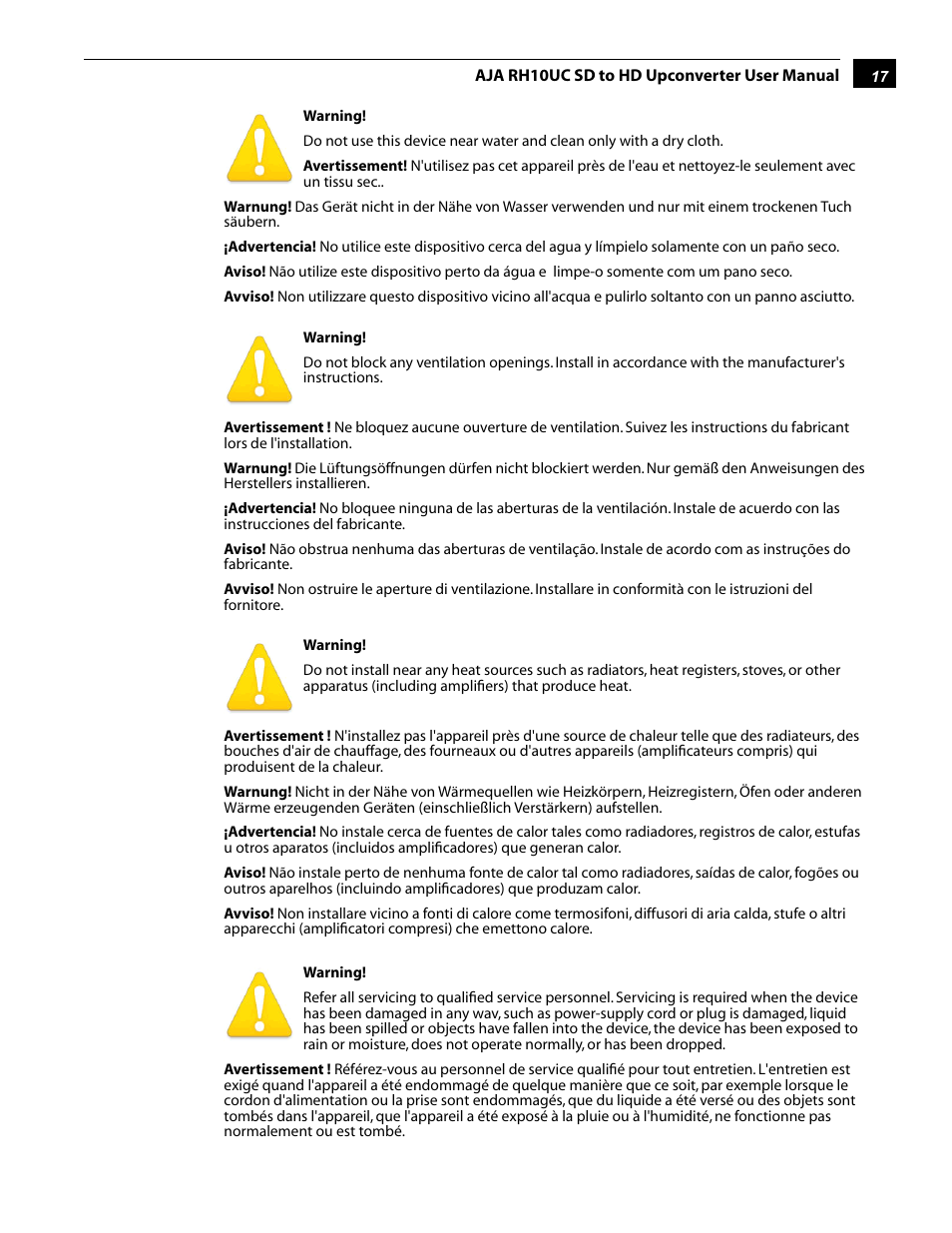 AJA RH10UC User Manual | Page 17 / 20