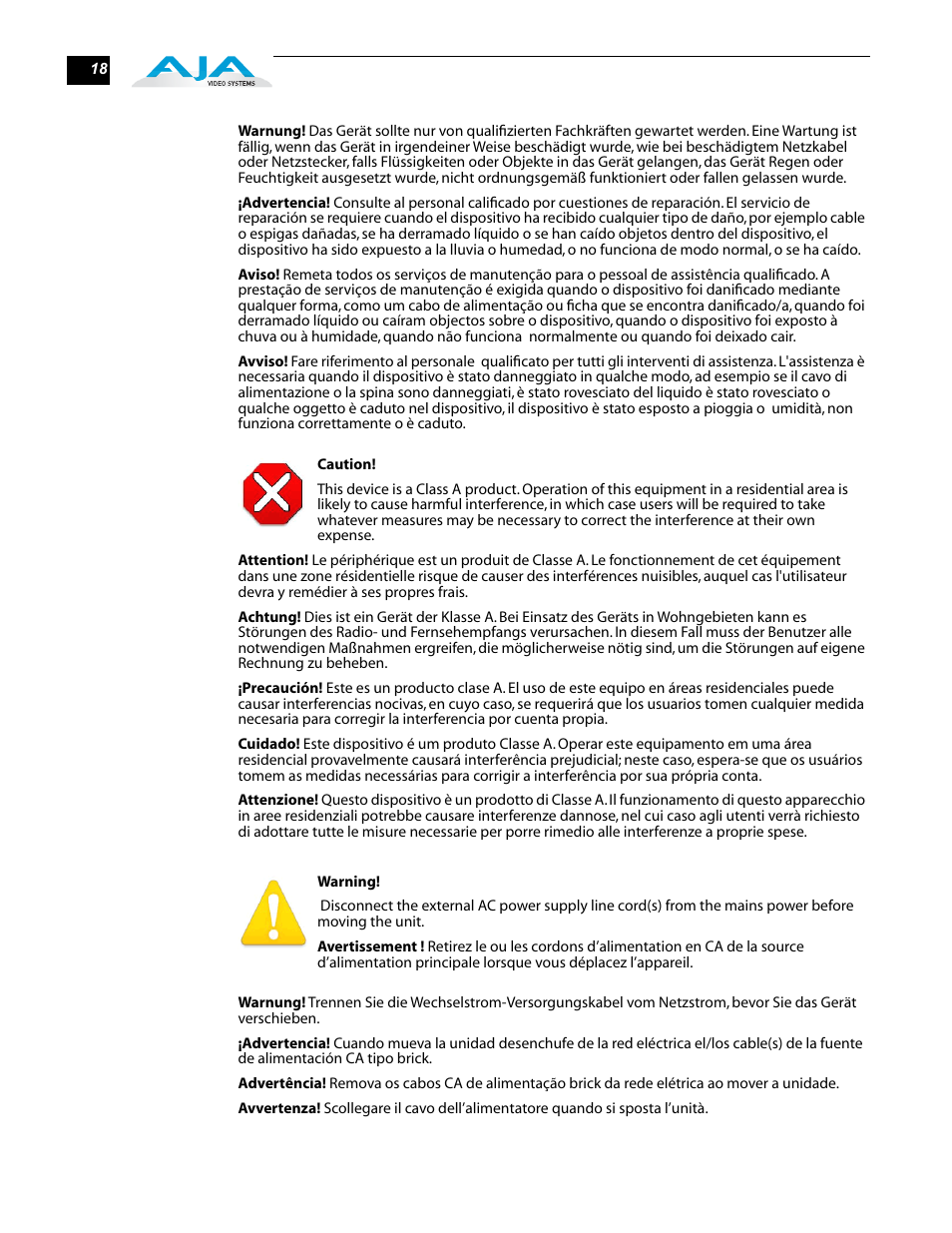 AJA RH10UC User Manual | Page 18 / 20