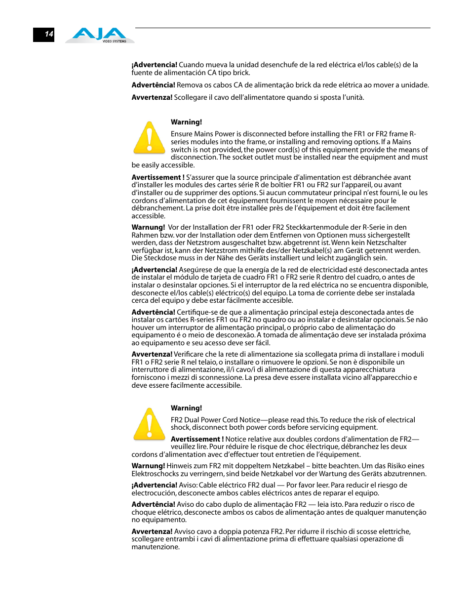 AJA RH10MD User Manual | Page 14 / 16