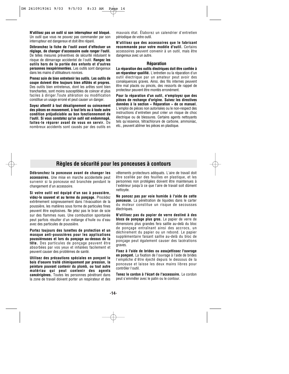 Règles de sécurité pour les ponceuses à contours | Bosch 6000 User Manual | Page 14 / 35