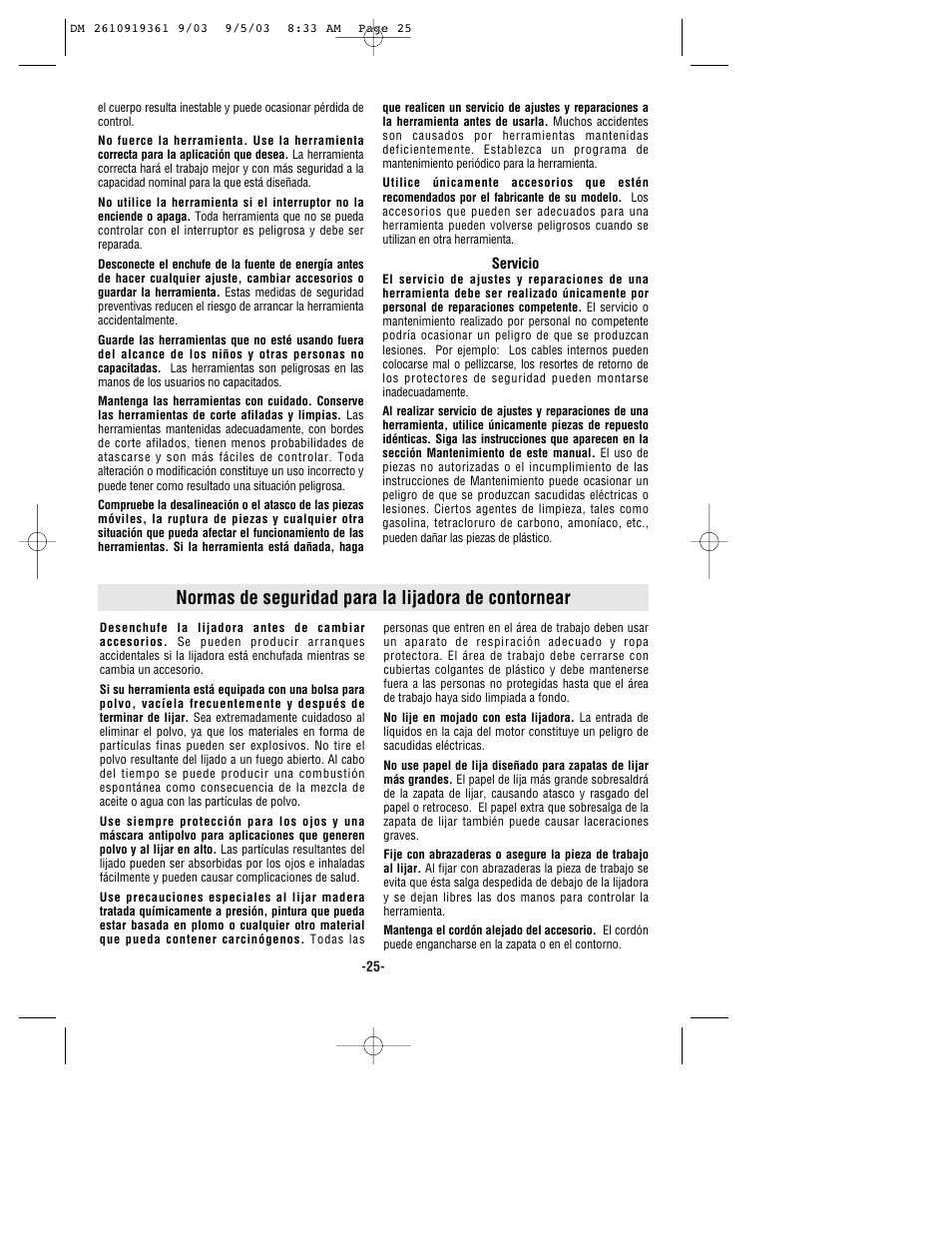 Normas de seguridad para la lijadora de contornear | Bosch 6000 User Manual | Page 25 / 35