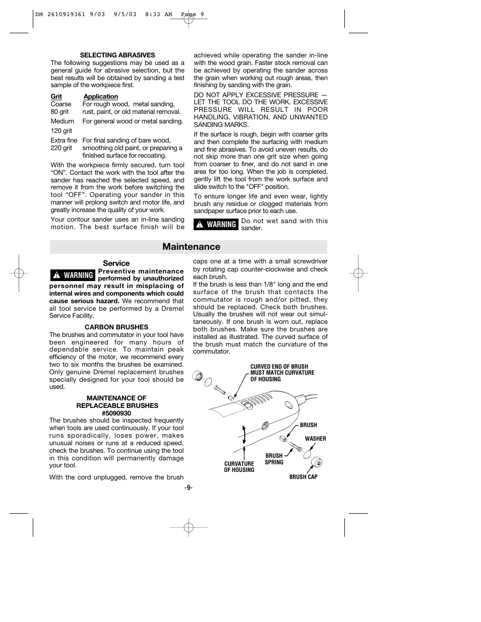 Maintenance | Bosch 6000 User Manual | Page 9 / 35