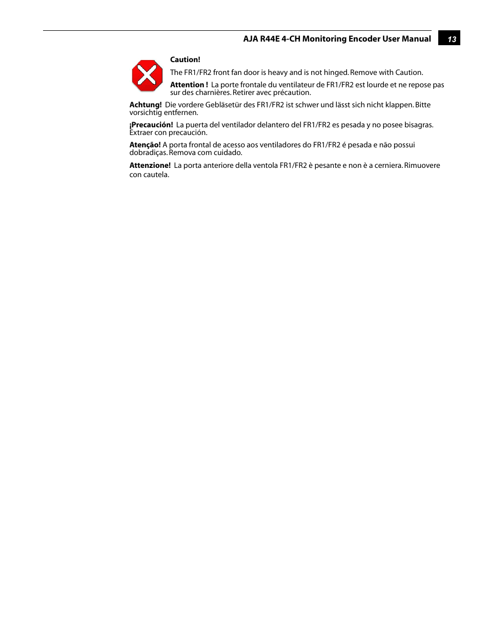 AJA R44E User Manual | Page 13 / 14