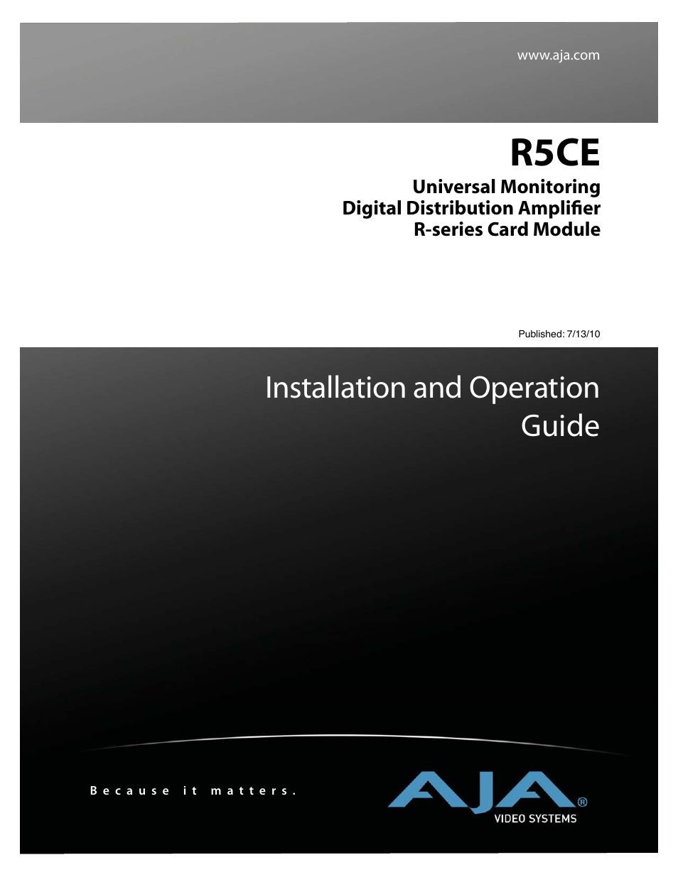 AJA R5CE User Manual | 14 pages