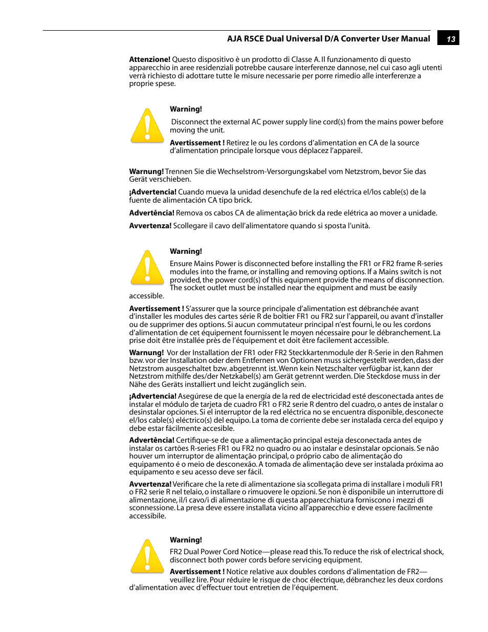 AJA R5CE User Manual | Page 13 / 14