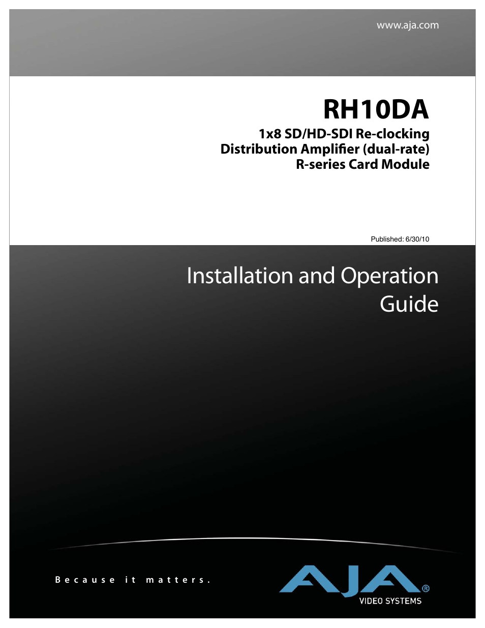 AJA RH10DA User Manual | 12 pages