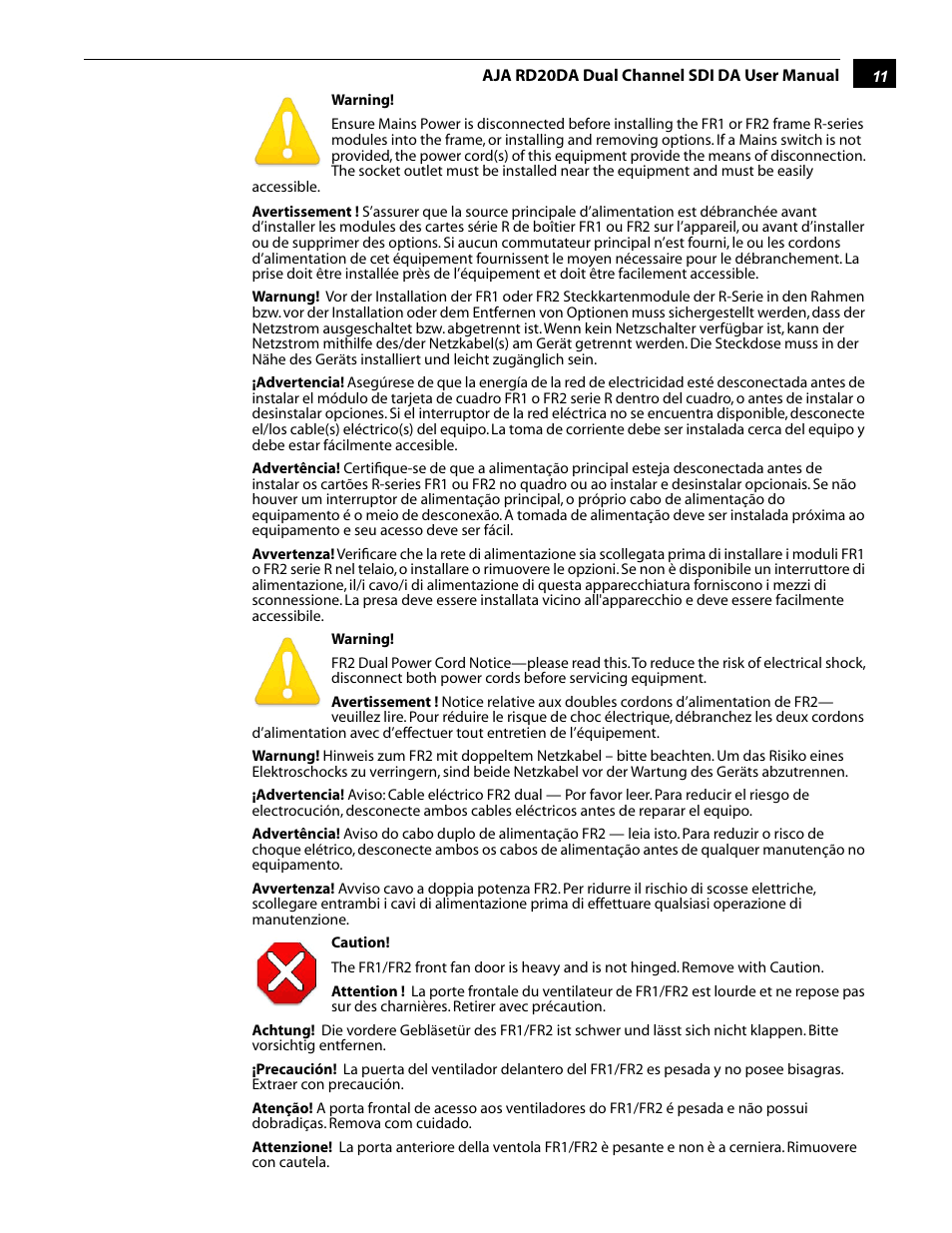AJA RD20DA User Manual | Page 11 / 12