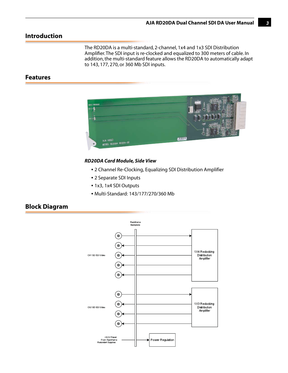 AJA RD20DA User Manual | Page 3 / 12