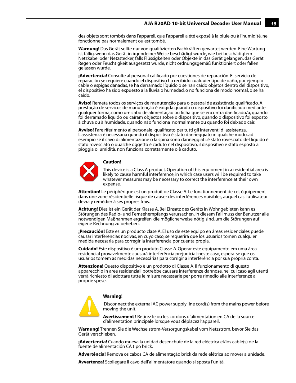 AJA R20AD User Manual | Page 15 / 18