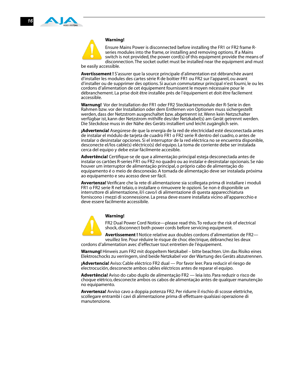 AJA R20AD User Manual | Page 16 / 18