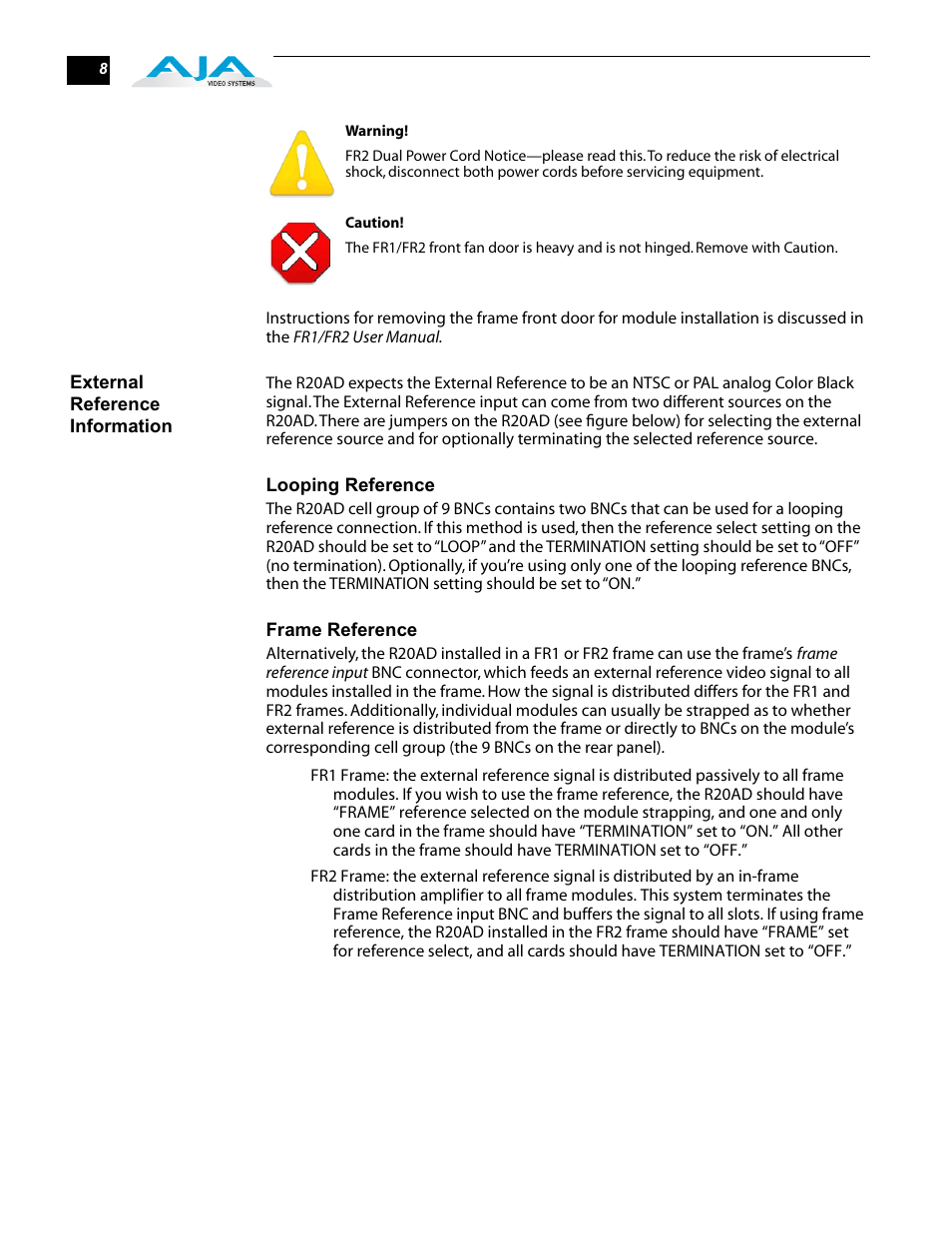 AJA R20AD User Manual | Page 8 / 18