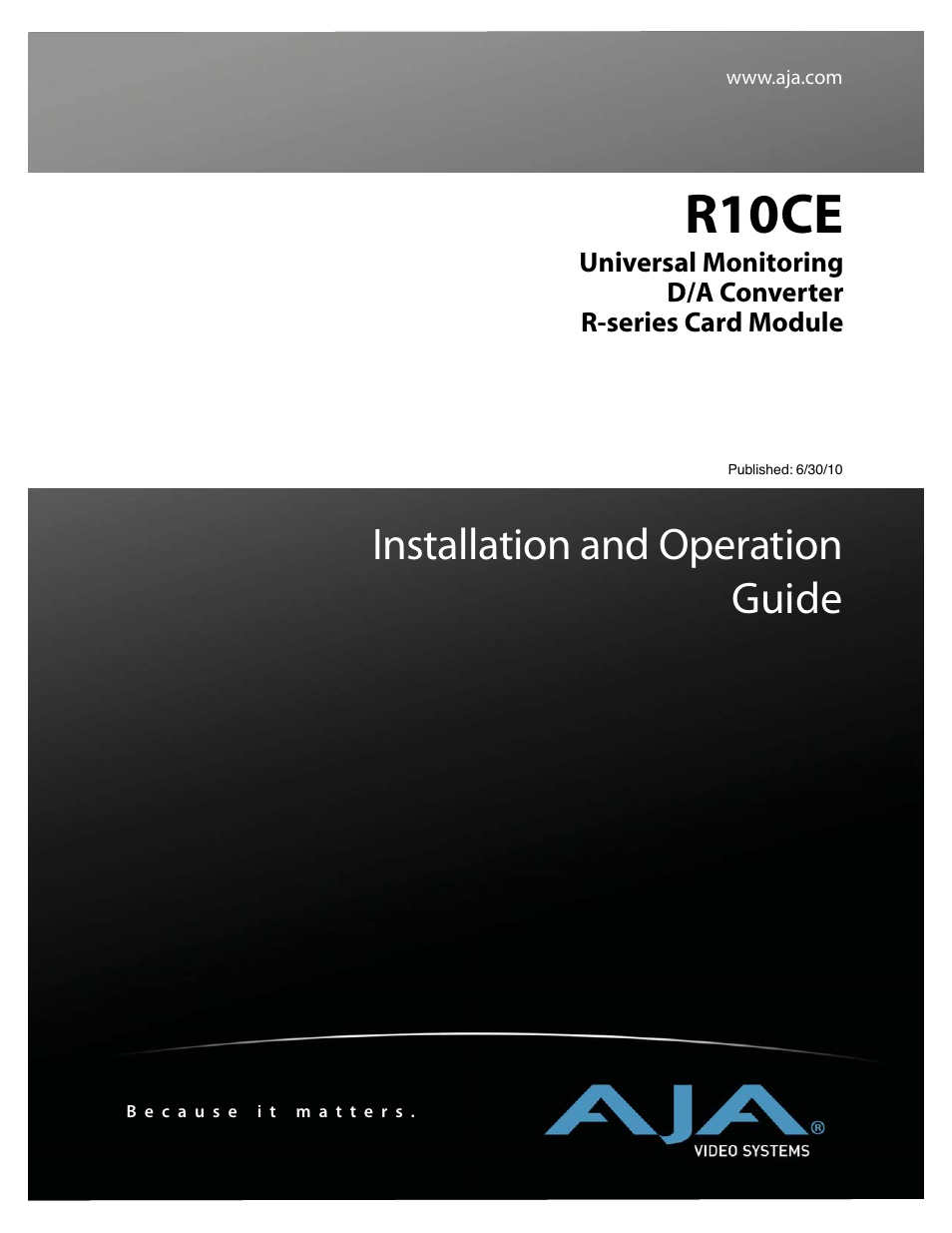 AJA R10CE User Manual | 14 pages