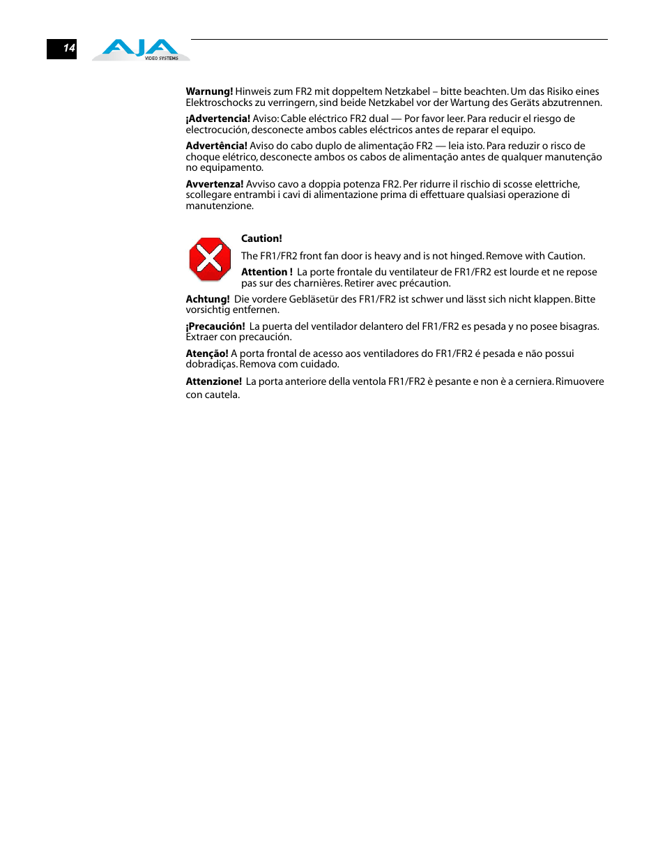 AJA R10CE User Manual | Page 14 / 14