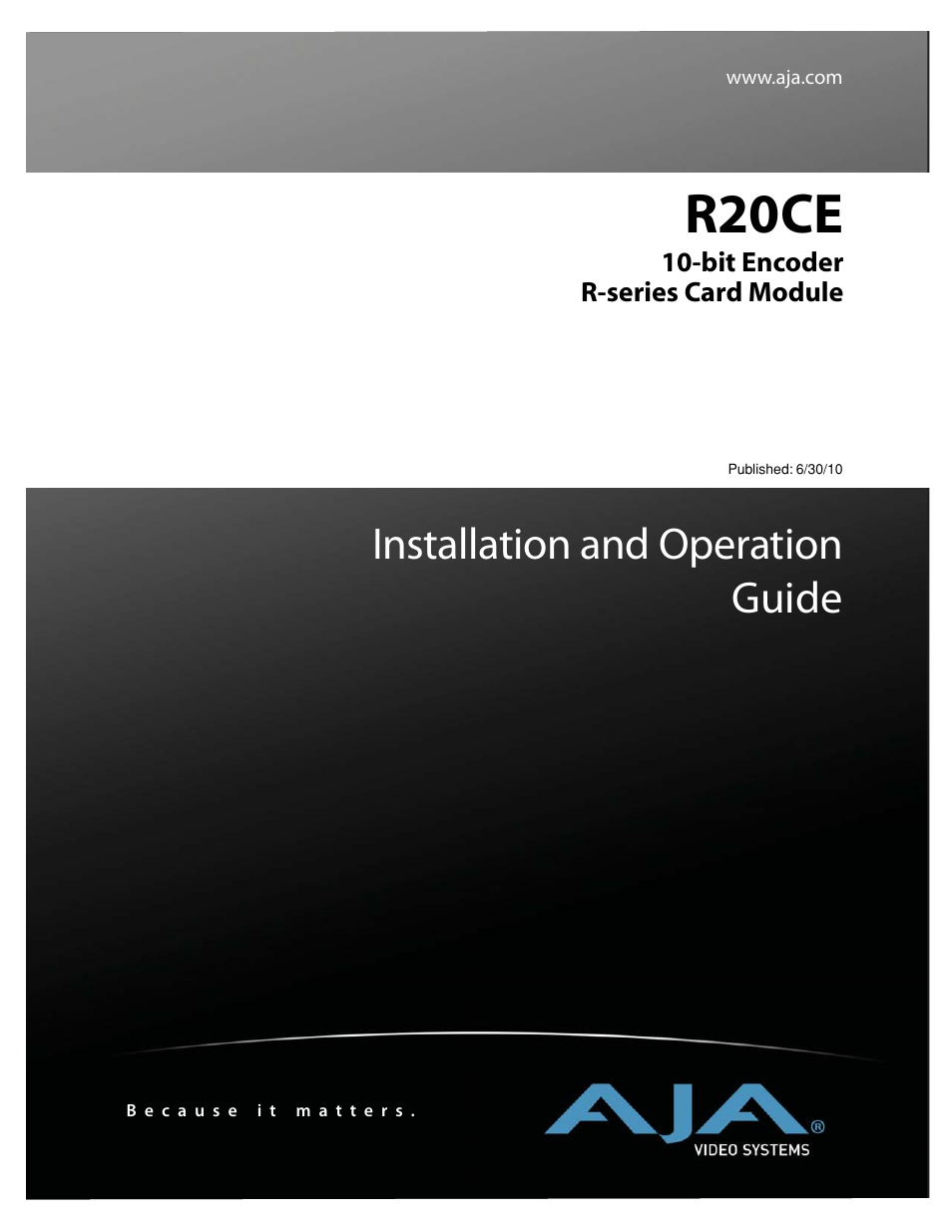 AJA R20CE User Manual | 18 pages