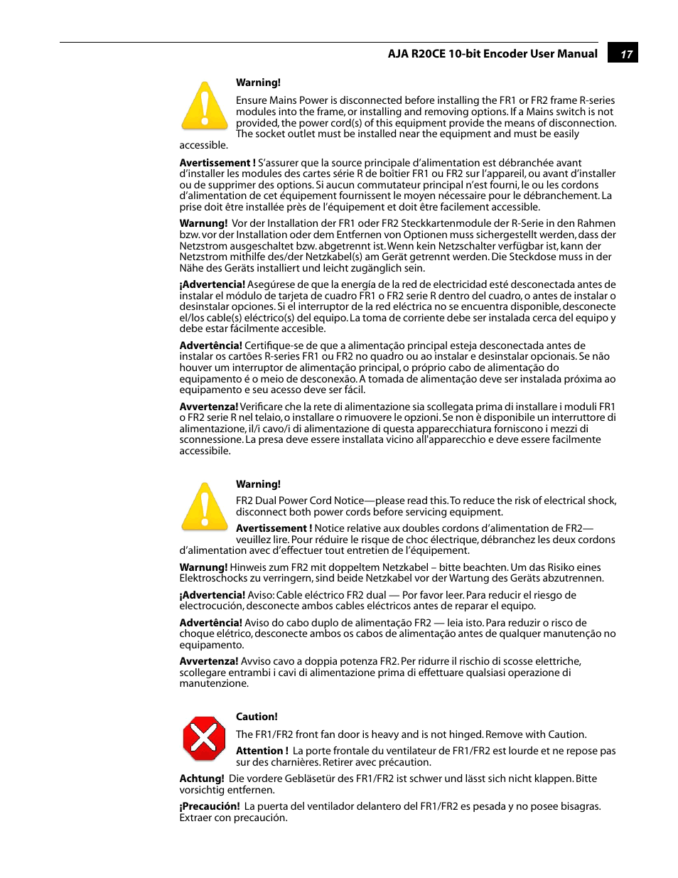AJA R20CE User Manual | Page 17 / 18
