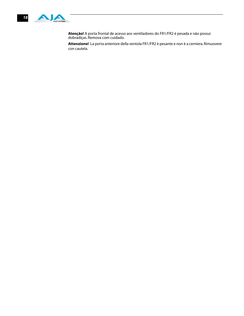 AJA R20CE User Manual | Page 18 / 18