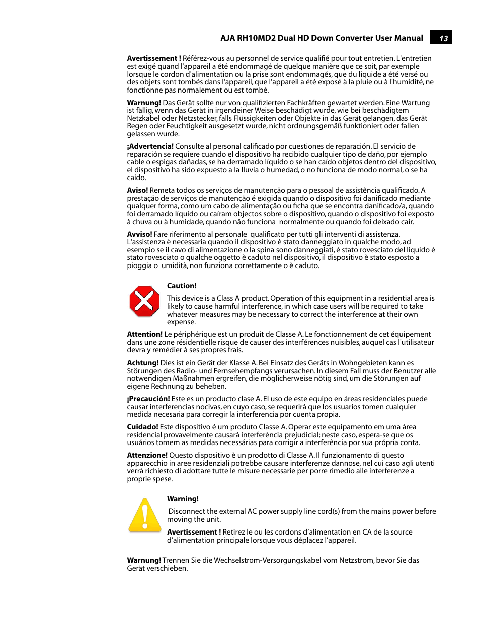 AJA RD10MD2 User Manual | Page 13 / 16