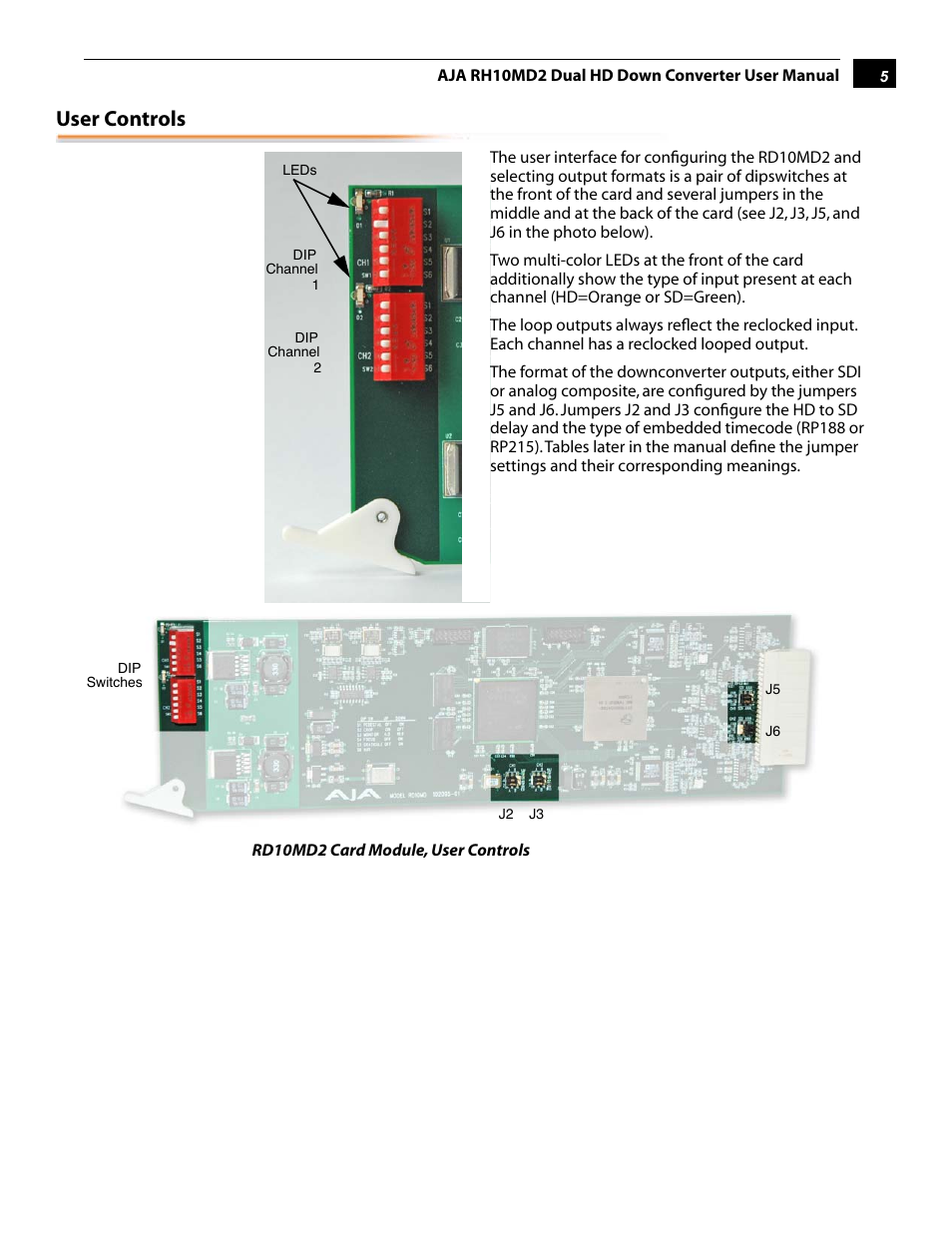 User controls | AJA RD10MD2 User Manual | Page 5 / 16