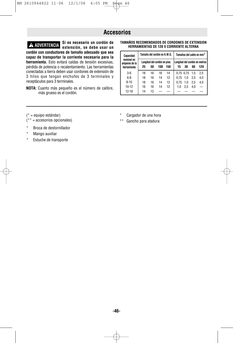 Accesorios, Advertencia | Bosch 38636 User Manual | Page 46 / 48